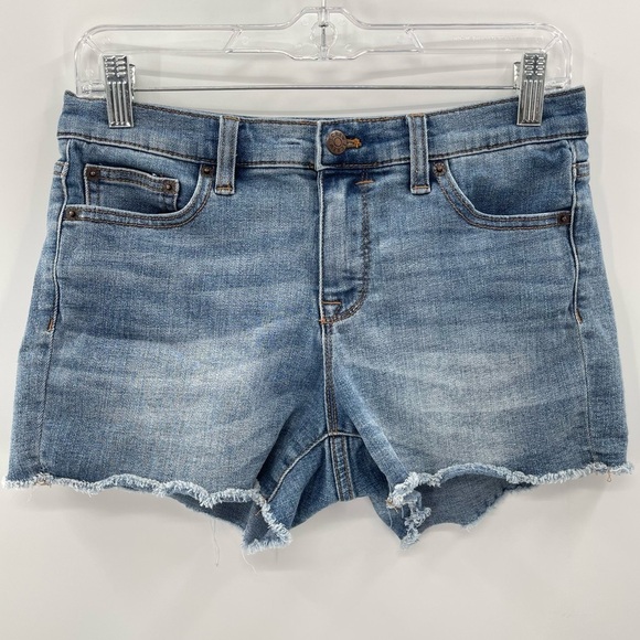 J Crew Medium Wash Blue Fray Denim Jean Shorts Size 26 - Picture 2 of 9